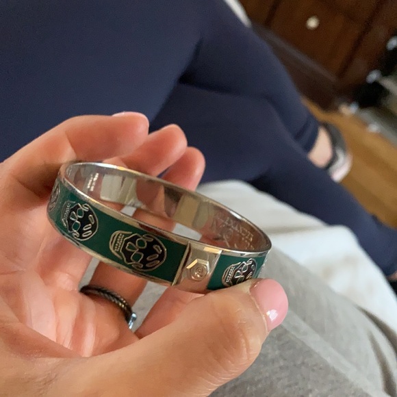 Green black Alexander McQueen thin cuff bracelet - Picture 3 of 3